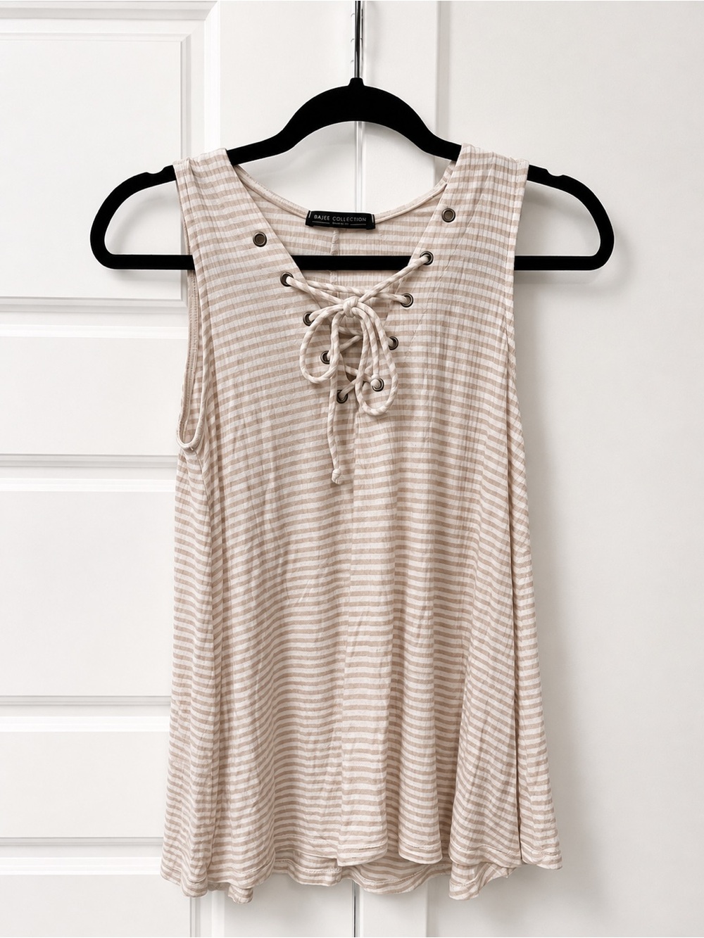 Bajee Collection Striped Lace-Up Tank Top Small Boho Tunic